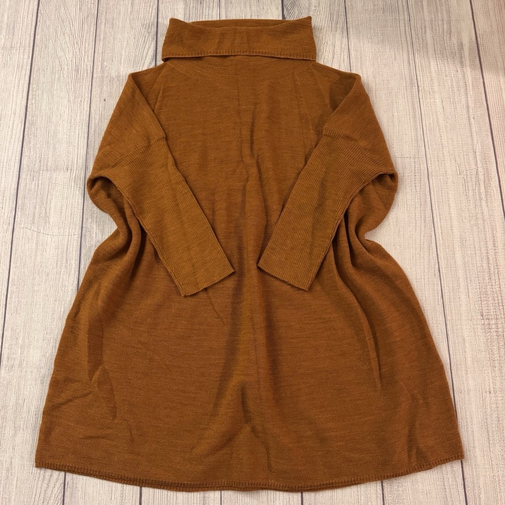Eileen Fisher Women's Small Merino Wool Turtleneck Tunic Sweater Rust Oversized
